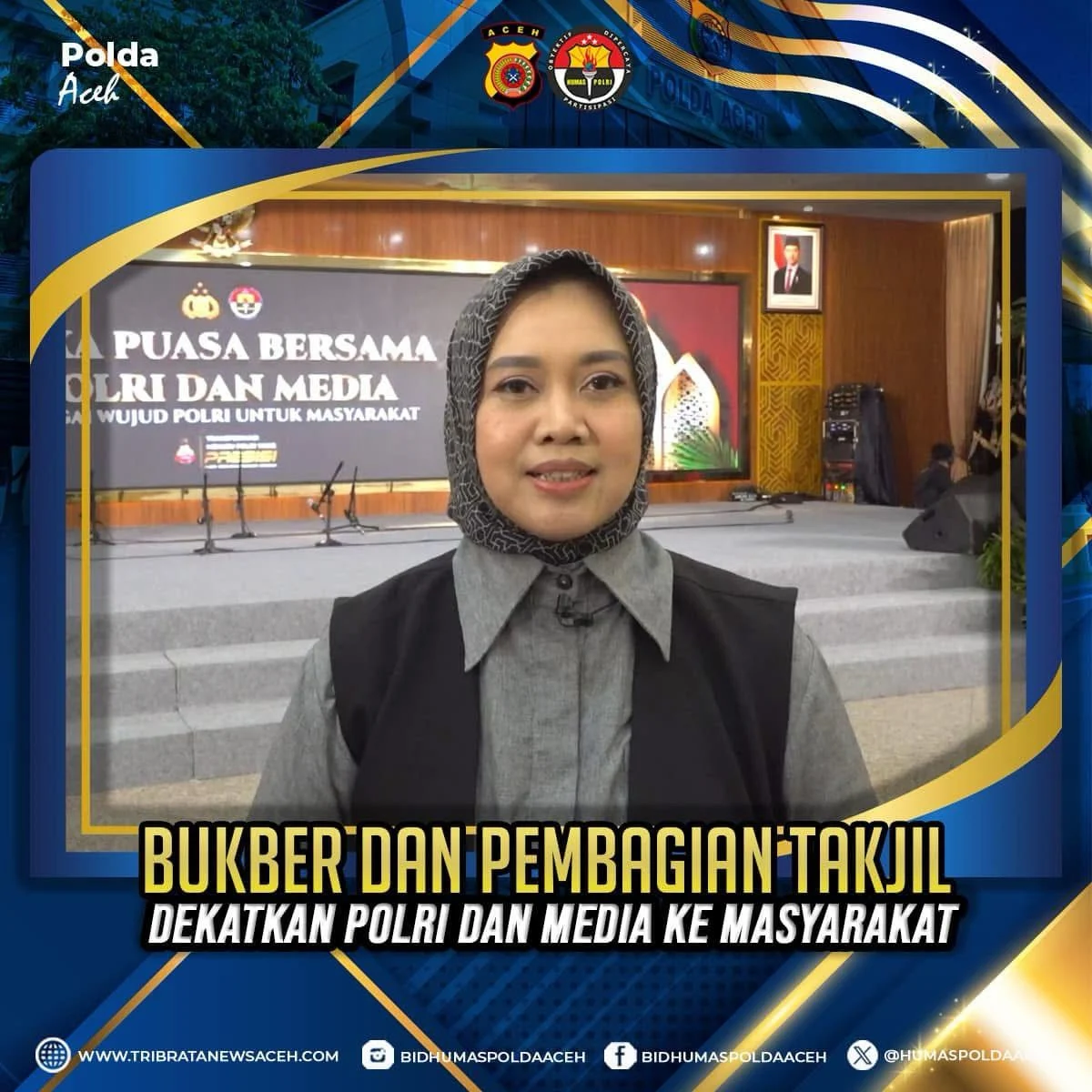 Dalam semangat kebersamaan di bulan suci Ramadan, Polri bersama media menggelar acara buka puasa bersama (bukber) dan pembagian takjil untuk masyarakat.