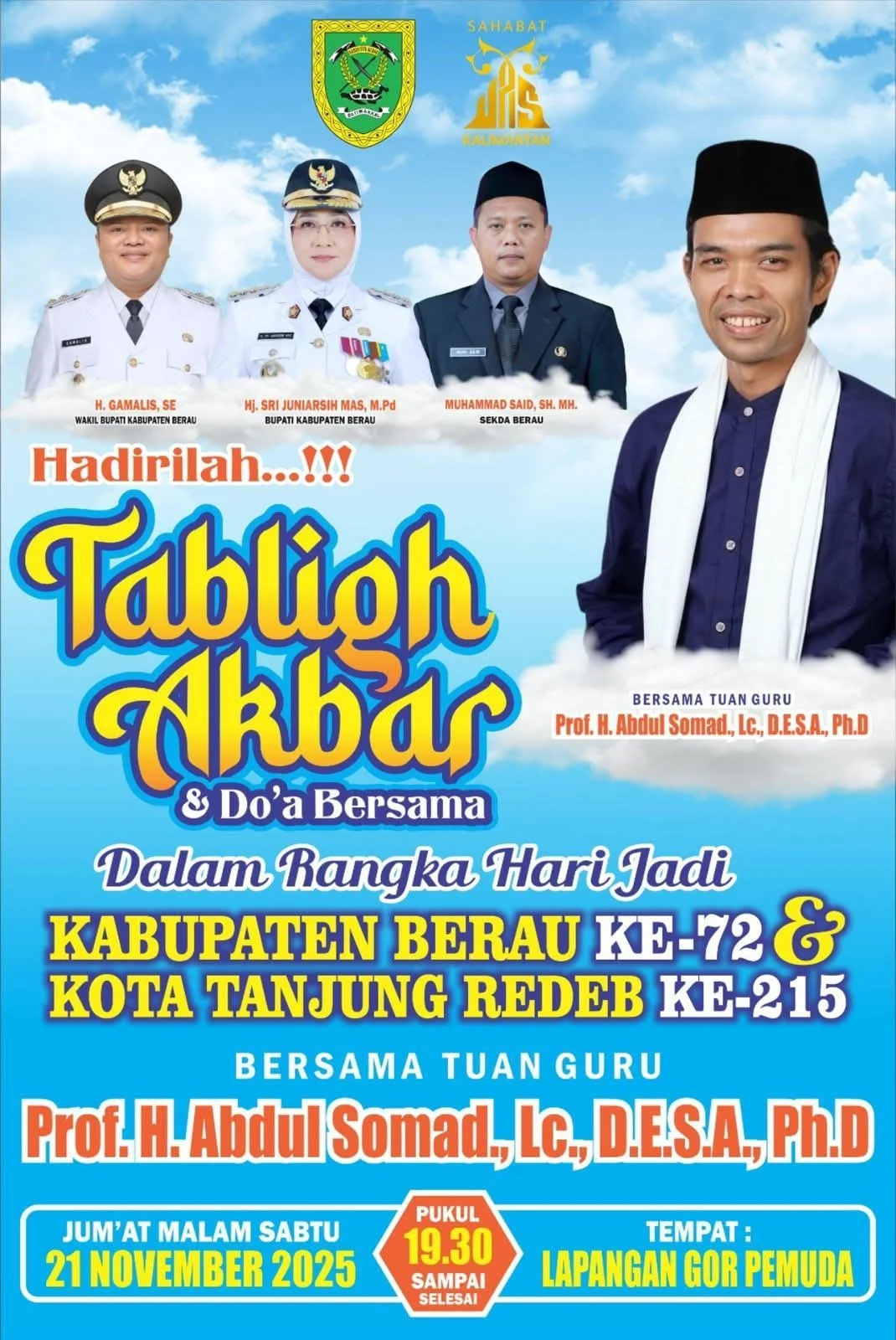 Pemkab Berau Gelar Tabligh Akbar Bersama Abdul Somad di Lapangan GOR Pemuda info 86news.com