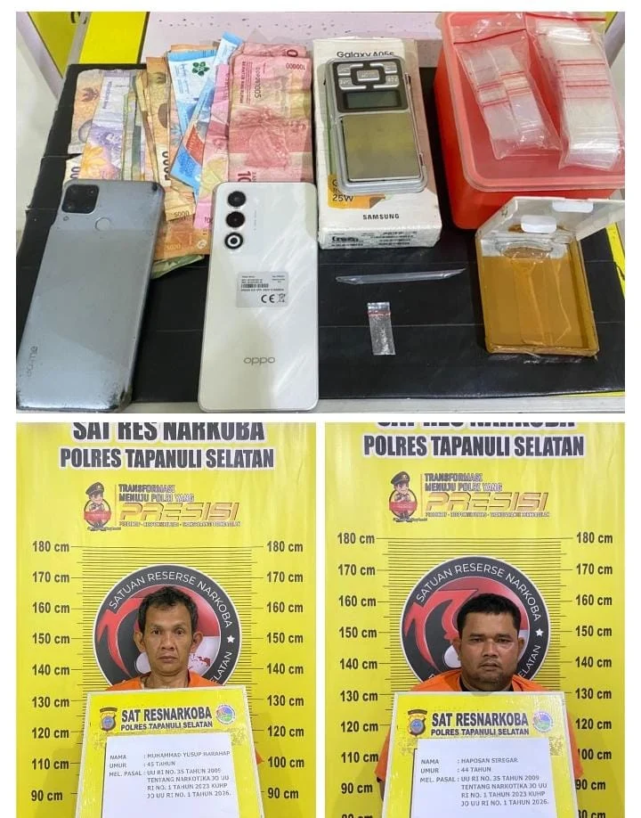 Polres Tapanuli Selatan Ungkap Kasus Narkoba di Padang Bolak, Dua Tersangka Diamankan