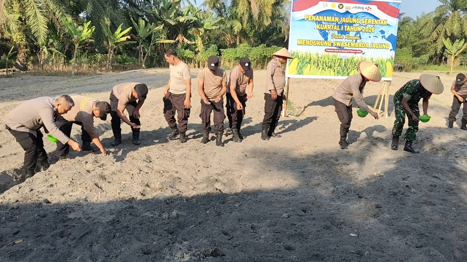 Tanam Raya Jagung Serentak 2026, Kapolresta Deli Serdang Turun Langsung di Pagar Merbau
