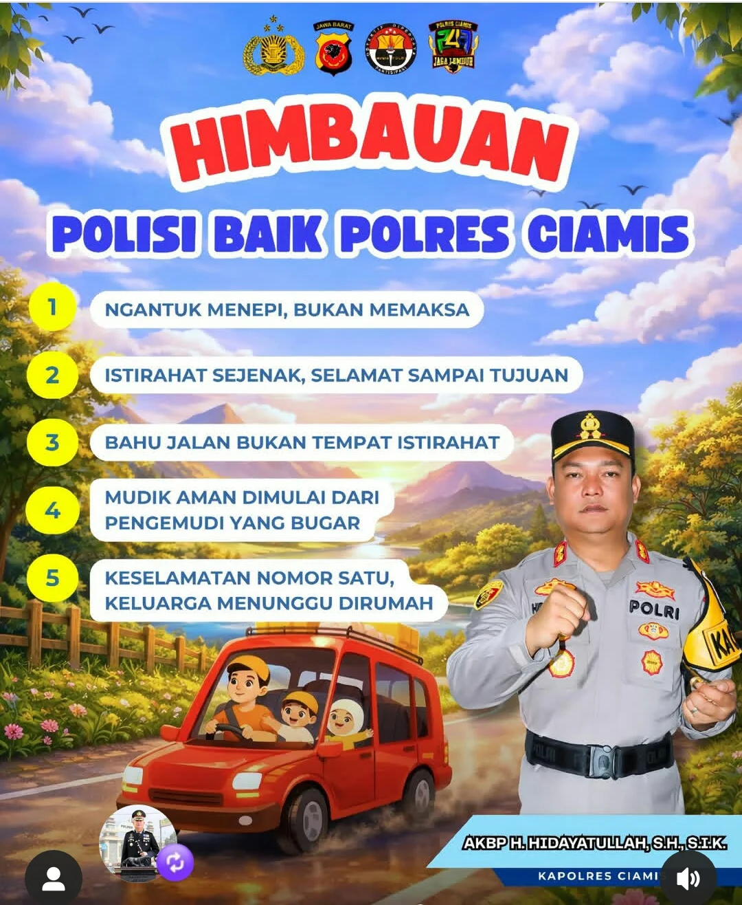 Himbauan Polisi Baik Polres Ciamis Polda Jabar Kepada Para Pemudik