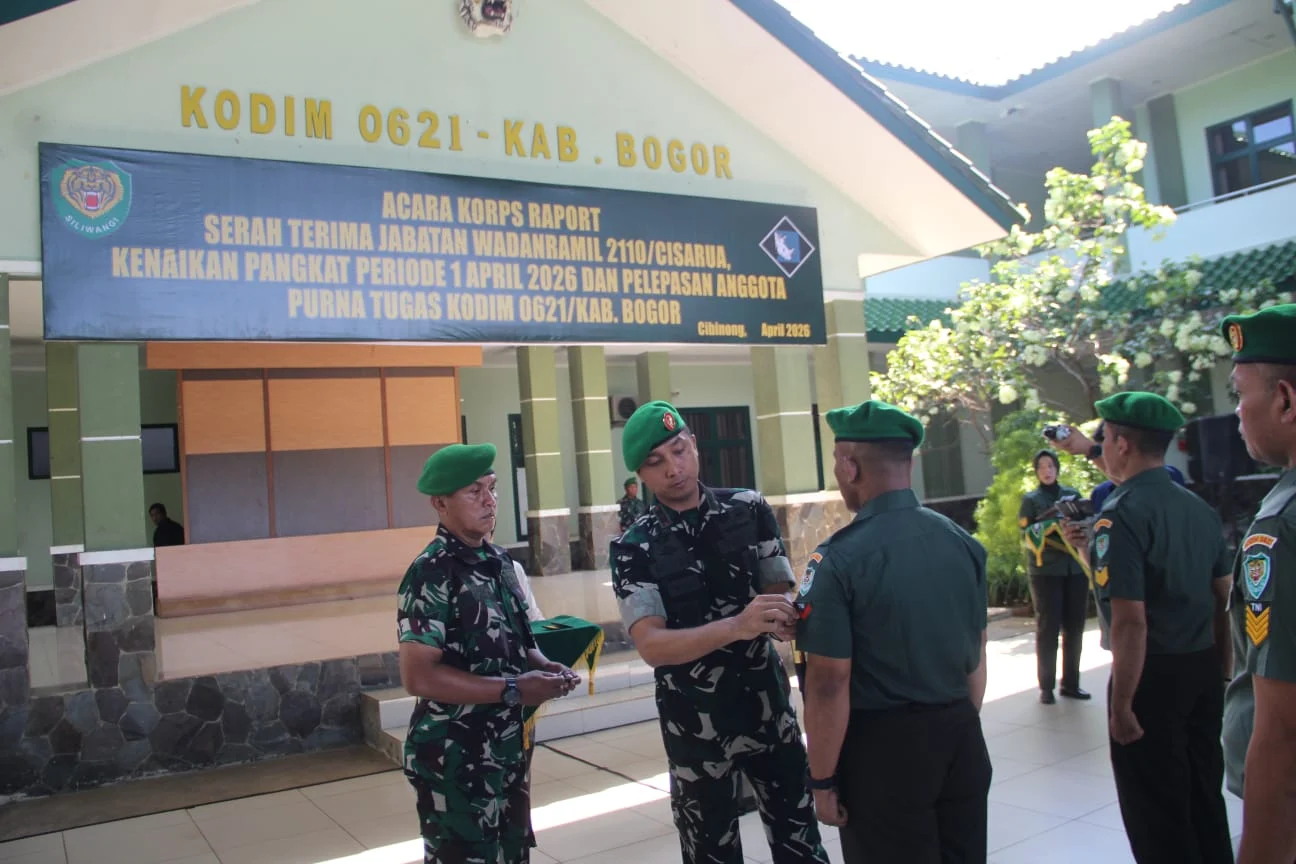 Dandim 0621/Kab. Bogor Letkol Inf Rizal Dwijayanto S.E.,M.ip Pimpin Kenaikan Pangkat Pa, Ba, Ta dan Perwira