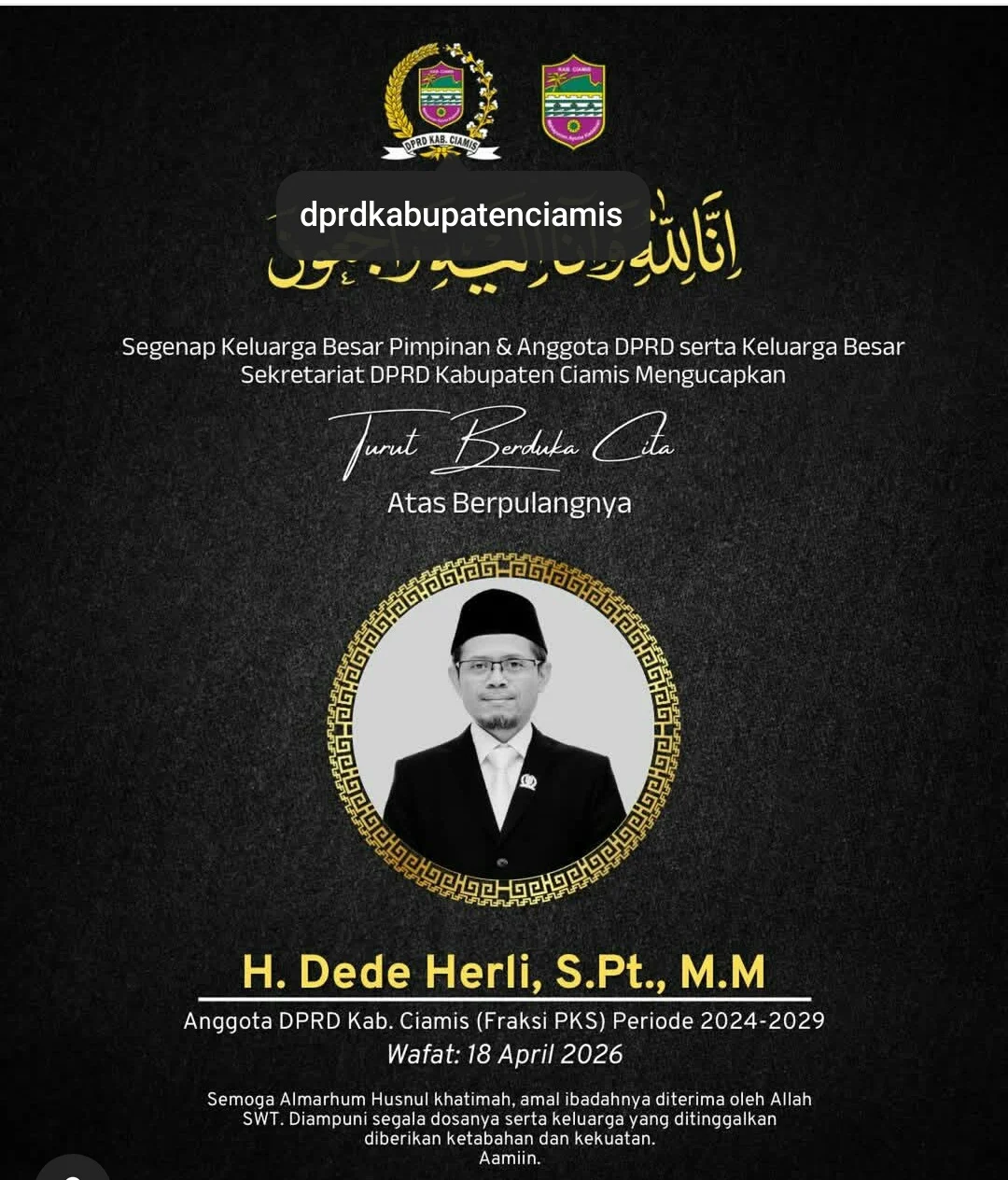 Segenap Keluarga Besar Media Info86news.com Mengucapkan Turut Berduka Cita Atas Wafatnya Ustadz H.Dede Herli,S.Pt.,M.M