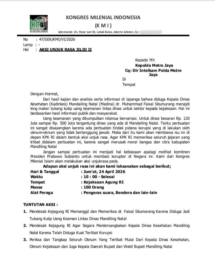 KMI Lanjut Aksi ke Kejagung RI: Soroti Dugaan Skema “Uang Keamanan” Lintas Dinas Mandailing Natal Usai Geruduk KPK
