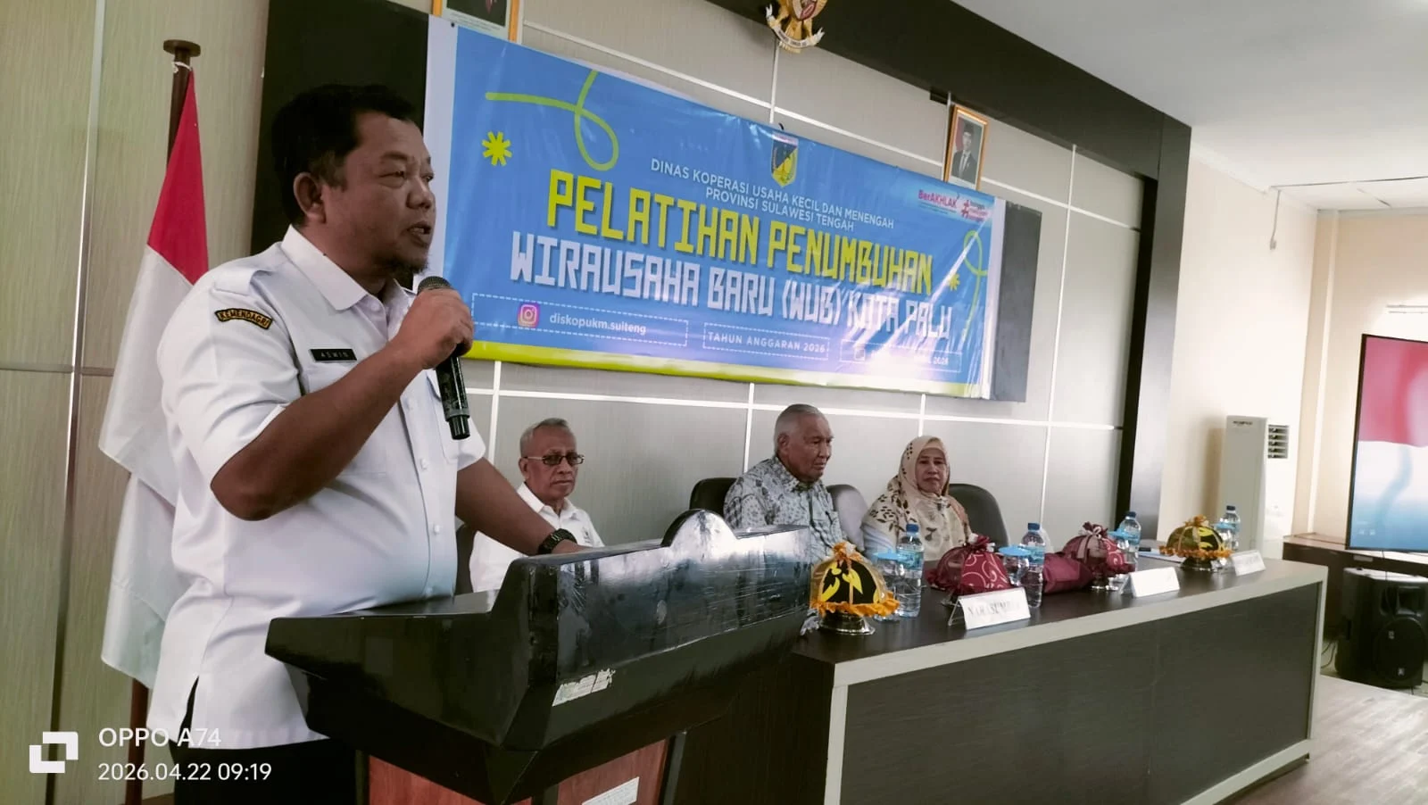 Kadis Koperasi & UMKM Prov. Sulteng, Melalui Sekdis  Buka Pelatihan Penumbuhan Wirausaha Baru ( WUB) Kota Palu