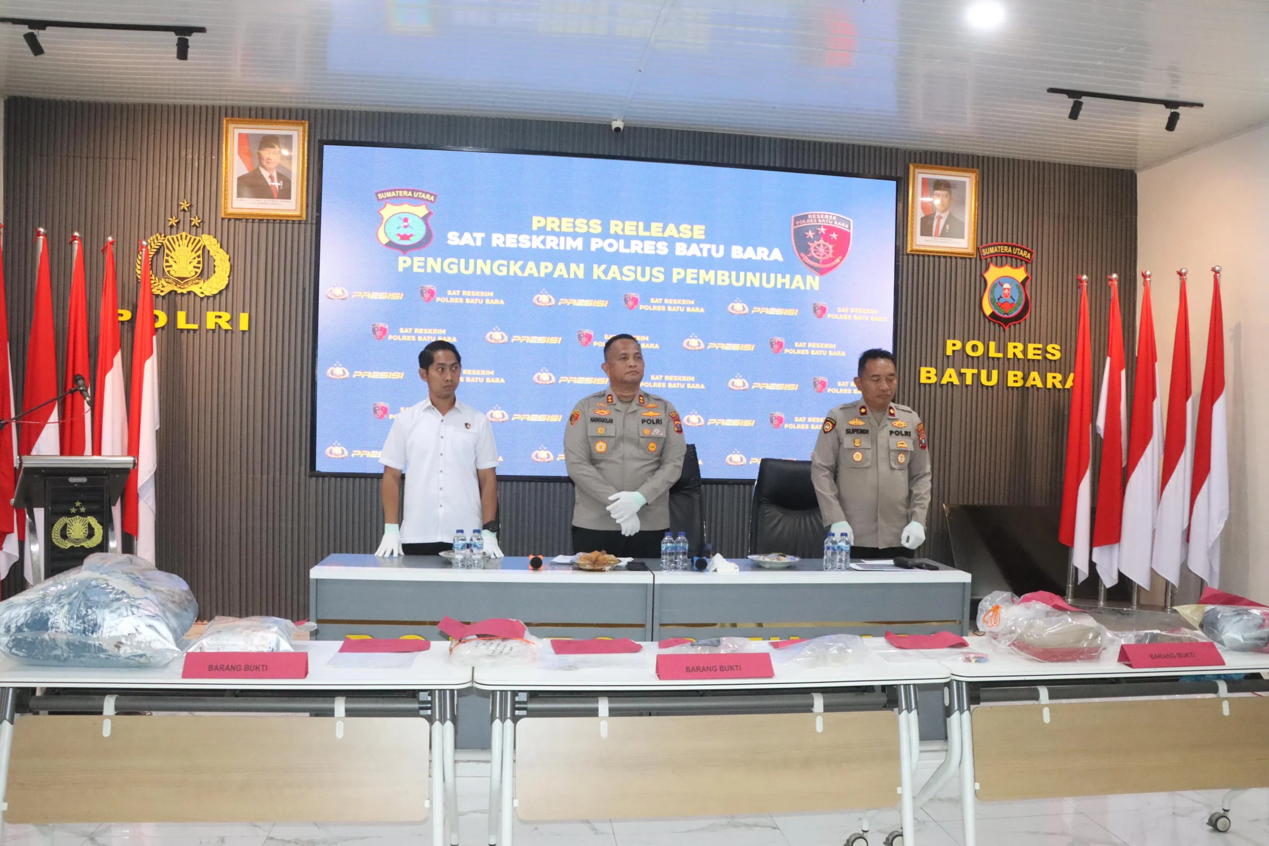 Kapolres Batu Bara Gelar Press Rilis Kasus Pembunuhan di Hotel Sorake, Tersangka Mengaku Melakukan Pembekapan dan Pencekikan