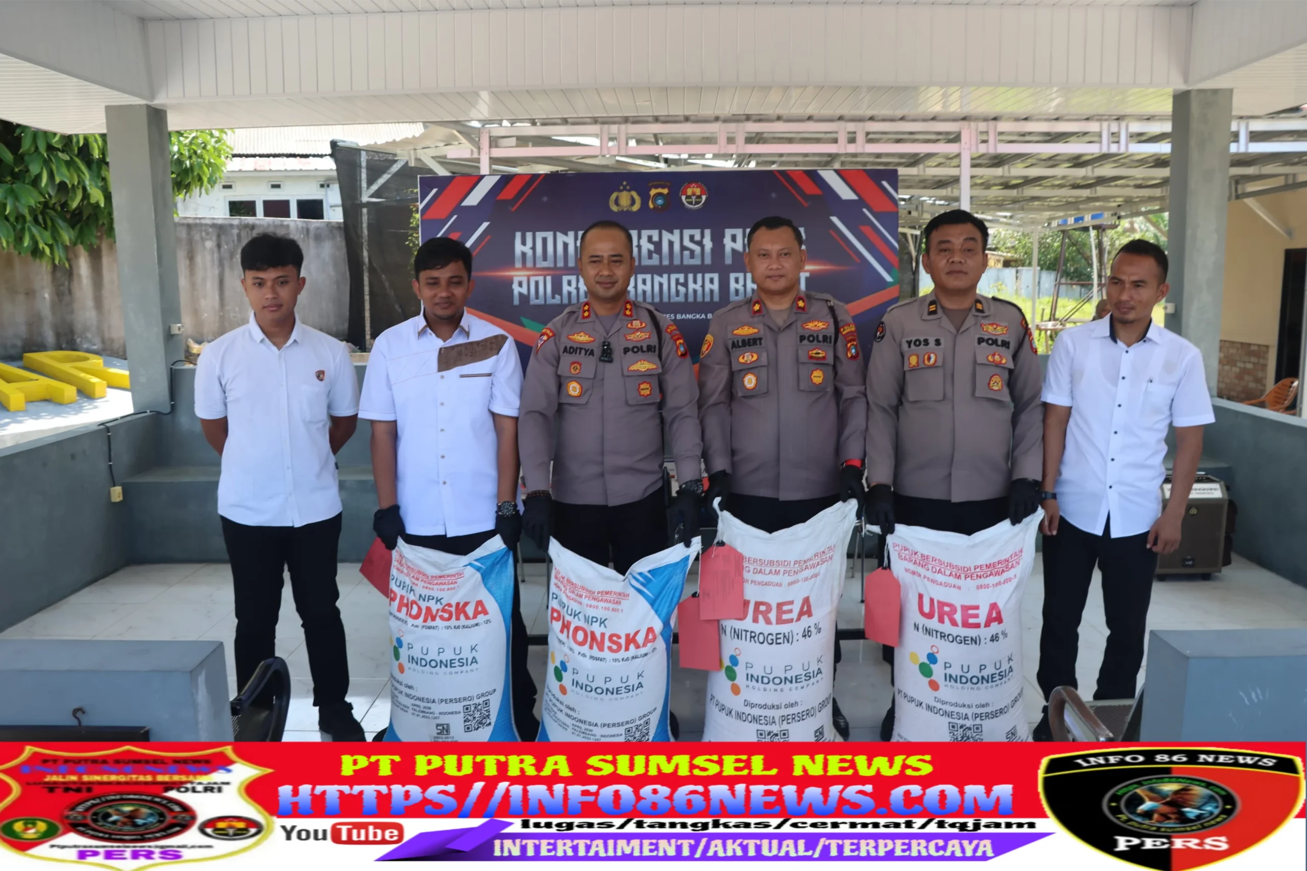 Konferensi Pers, Polres Bangka Barat Ungkap Penyelundupan 10 Ton Pupuk Bersubsidi
