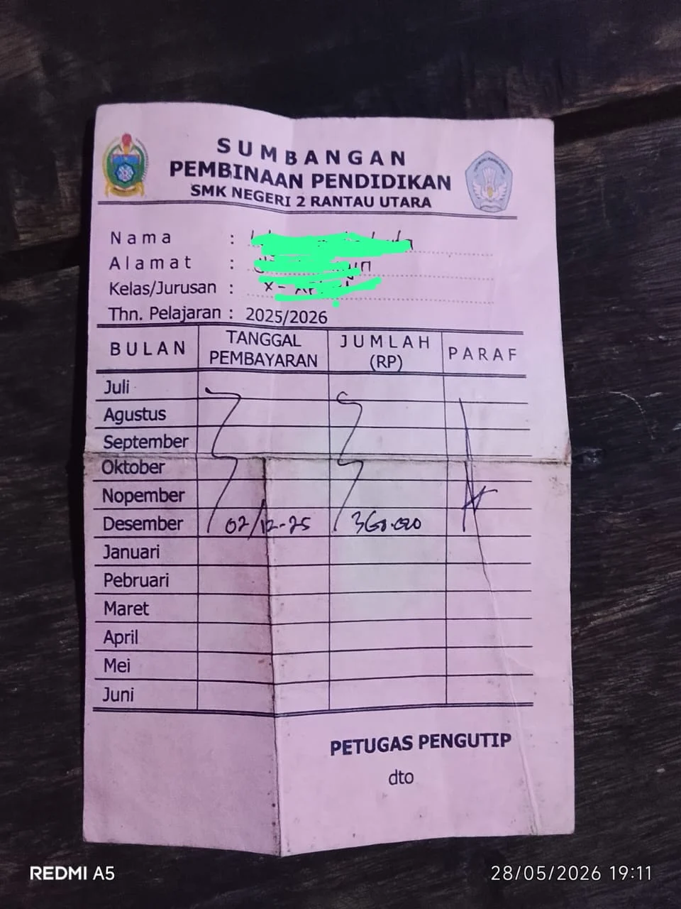 Kepsek SMK N2 Rantau Utara Khoyan Enggan Dikonfirmasi Terkait Uang SPP Murid 60.000 / Bulan.