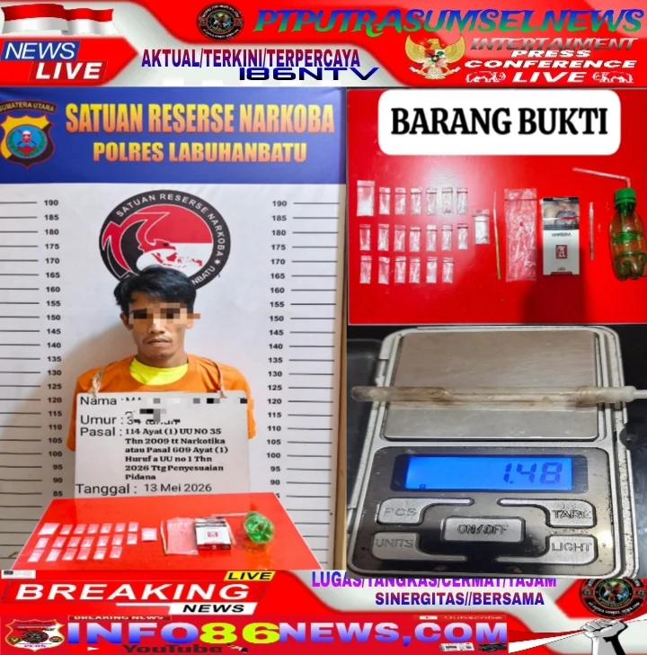 Satres Narkoba Polres Kabupaten Labuhanbatu Ringkus  Pengedar Narkoba Jenis Sabu Di Lobusona Rantau Selatan..
