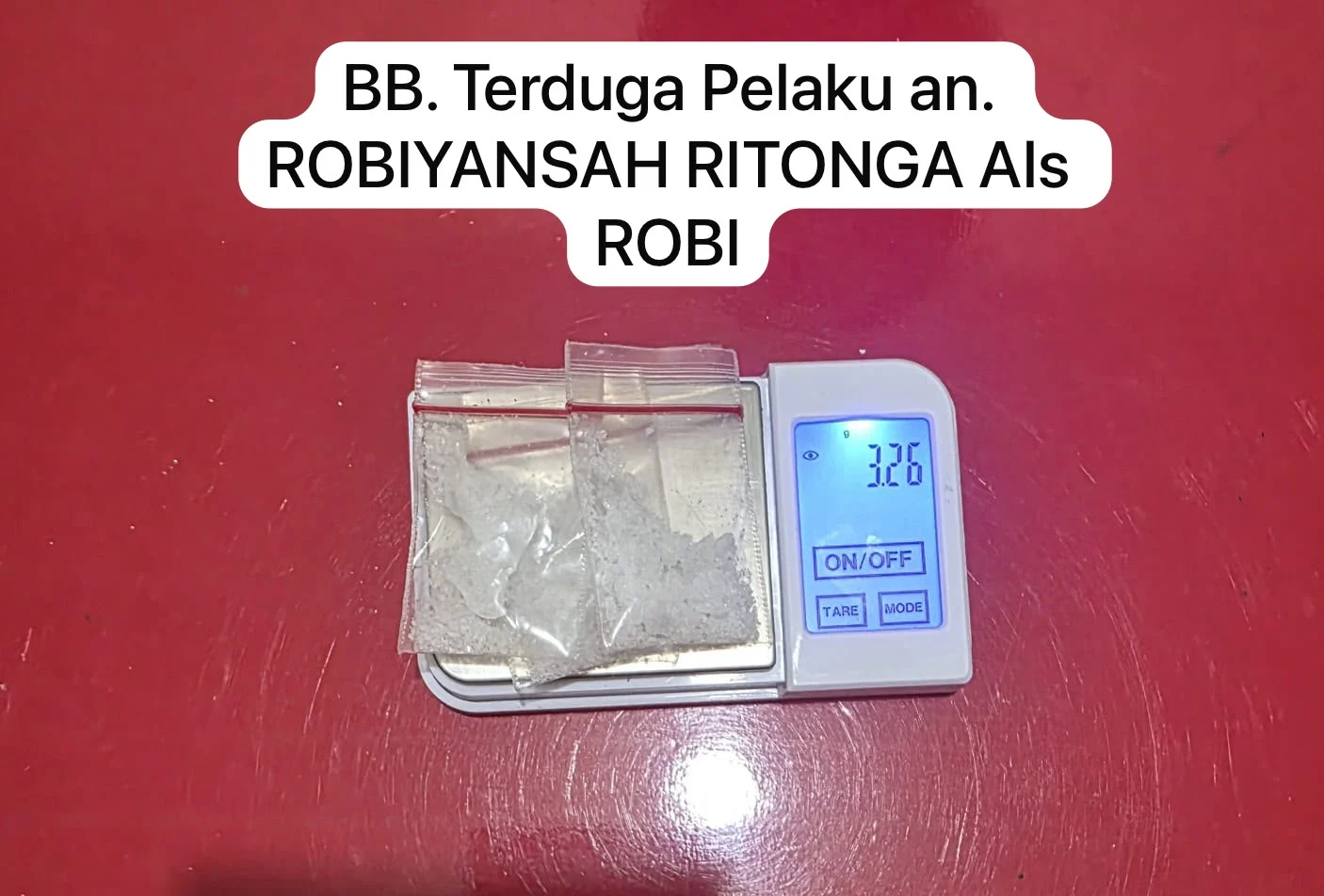 Pemuda Kerja Mocok Mocok Jual Narkotika Sabu Kepada Polisi Lalu Ditangkap Dengan BB 3, 26 Gram Bruto.