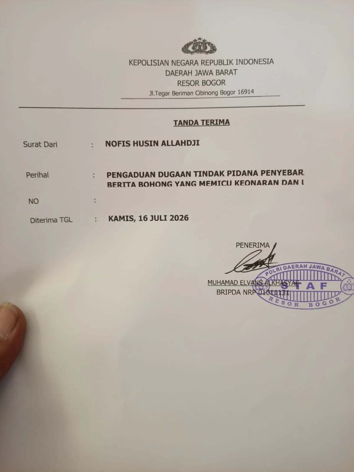 Prof Sutan Nasomal Yakin Kapolres Bogor Akan Mewujudkan Harapan Masyarakat Tegaknya Hukum Tanpa Tebang Pilih
