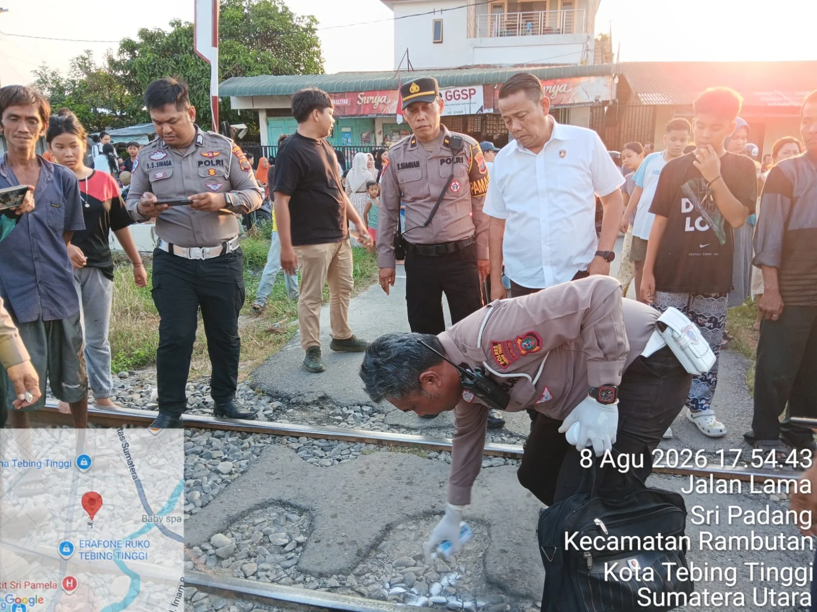 Polres Tebing Tinggi Tangani Kecelakaan Kereta Api, Satu Pengendara Meninggal Dunia
