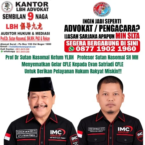 Prof Dr Sutan Nasomal Ketum YLBH Profesor Sutan Nasomal SH MH Menyematkan Gelar CFLE Kepada Evan Satriadi CFLE Untuk Berikan Pelayanan Hukum Rakyat Miskin!!!