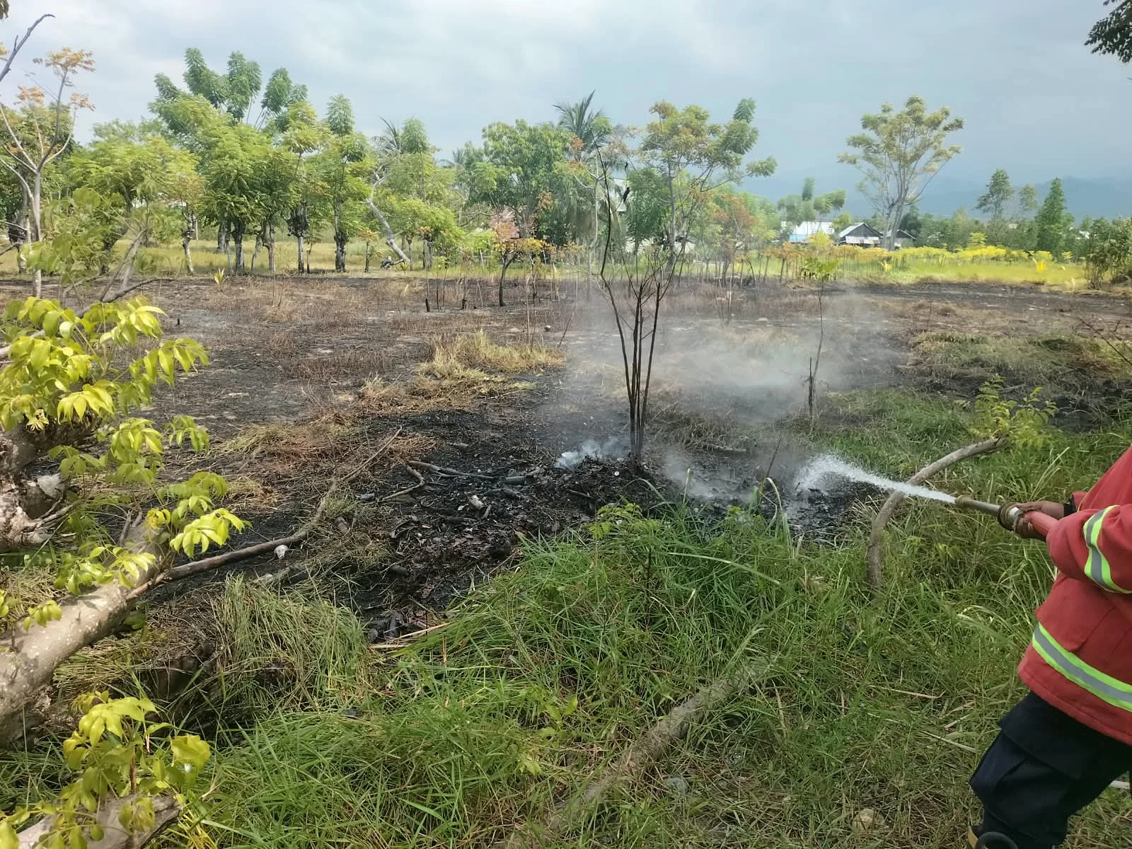 Kebakaran Lahan Kosong di Pesisir Desa Lebo Berhasil Dipadamkan, Polsek Parigi Imbau Warga Waspadai Pembakaran Terbuka