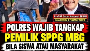 Prof DR Sutan Nasomal : KAPOLRES wajib tangkap pemilik SPPG MBG bila terjadi keracunan.