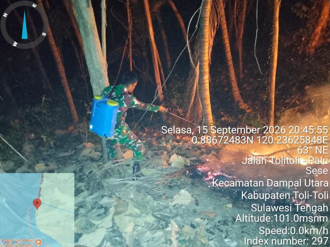 TNI Bersama Tim Gabungan Padamkan Kebakaran Lahan Jati di Simuntu Tolitoli