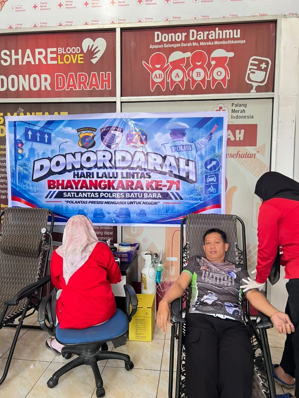 Sambut HUT Lalu Lintas ke-71, Satlantas Polres Batu Bara Gelar Donor Darah
