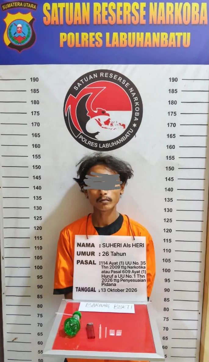 Giat OSN Satres Narkoba Polres Labuhanbatu Dan BNN Labura Di Kecamatan Kualuh Selatan Amankan Satu Tersangka BB Sabu 2,56 Gram Bruto.
