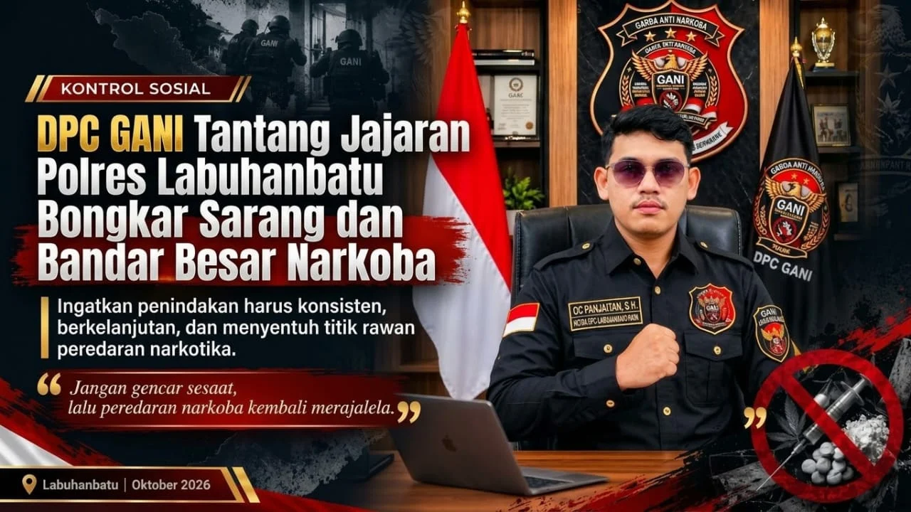 Pernyataan Pers Ketua DPD GANI Labuhanbatu Raya Terhadap Instruksi Kapolri Terkait Pemetaan dan Pemberantasan Sarang Narkoba. 
