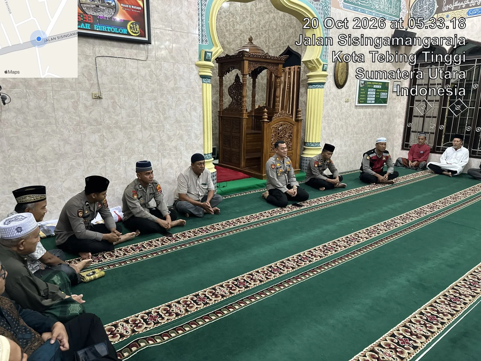 Polres Tebing Tinggi Sambangi Masjid Al Muttaqin Lewat Sholat Subuh Keliling