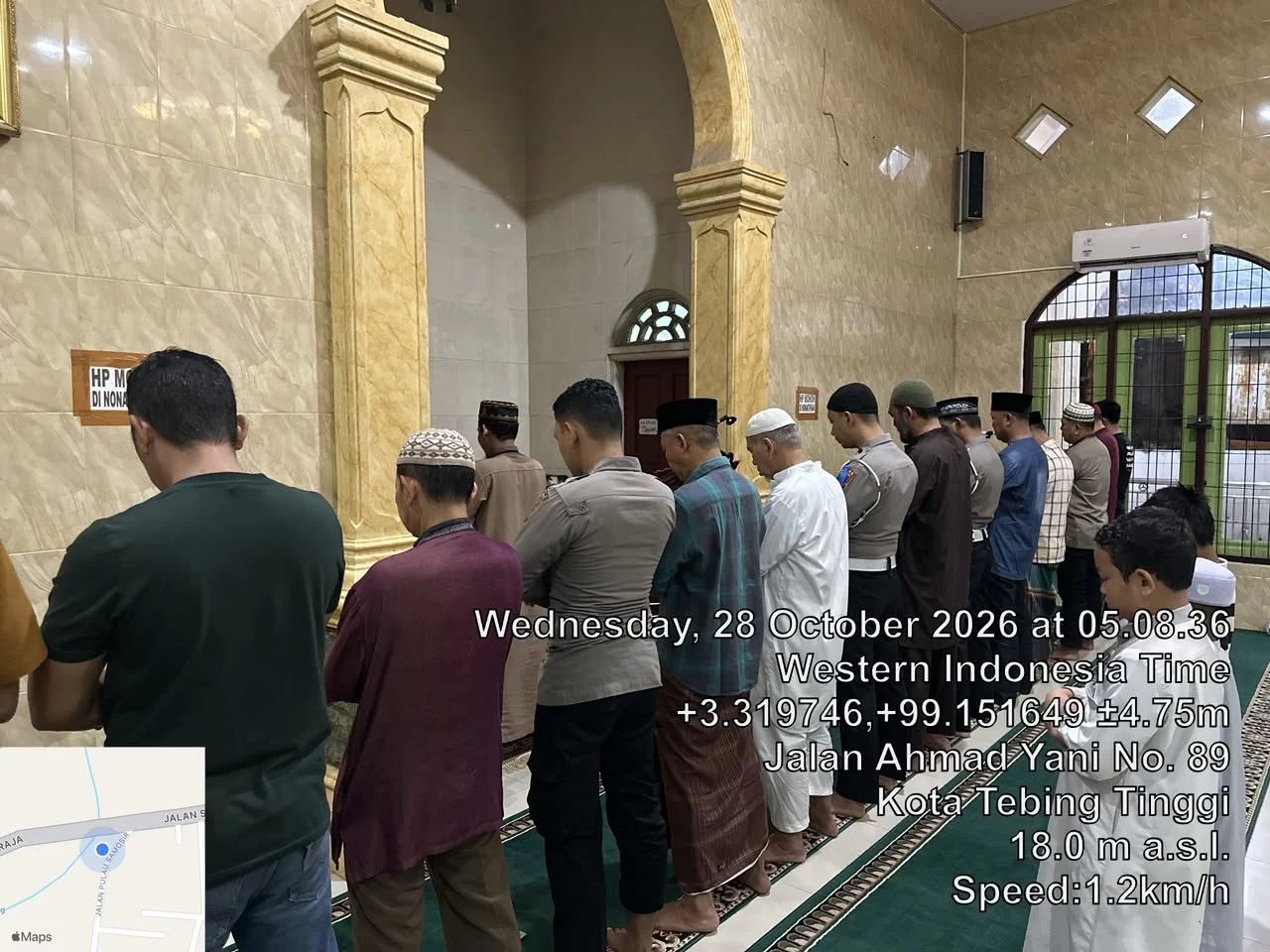 Polres Tebing Tinggi Subuh Keliling di Masjid Ubudiyah, Sampaikan Pesan kepada Jemaah 