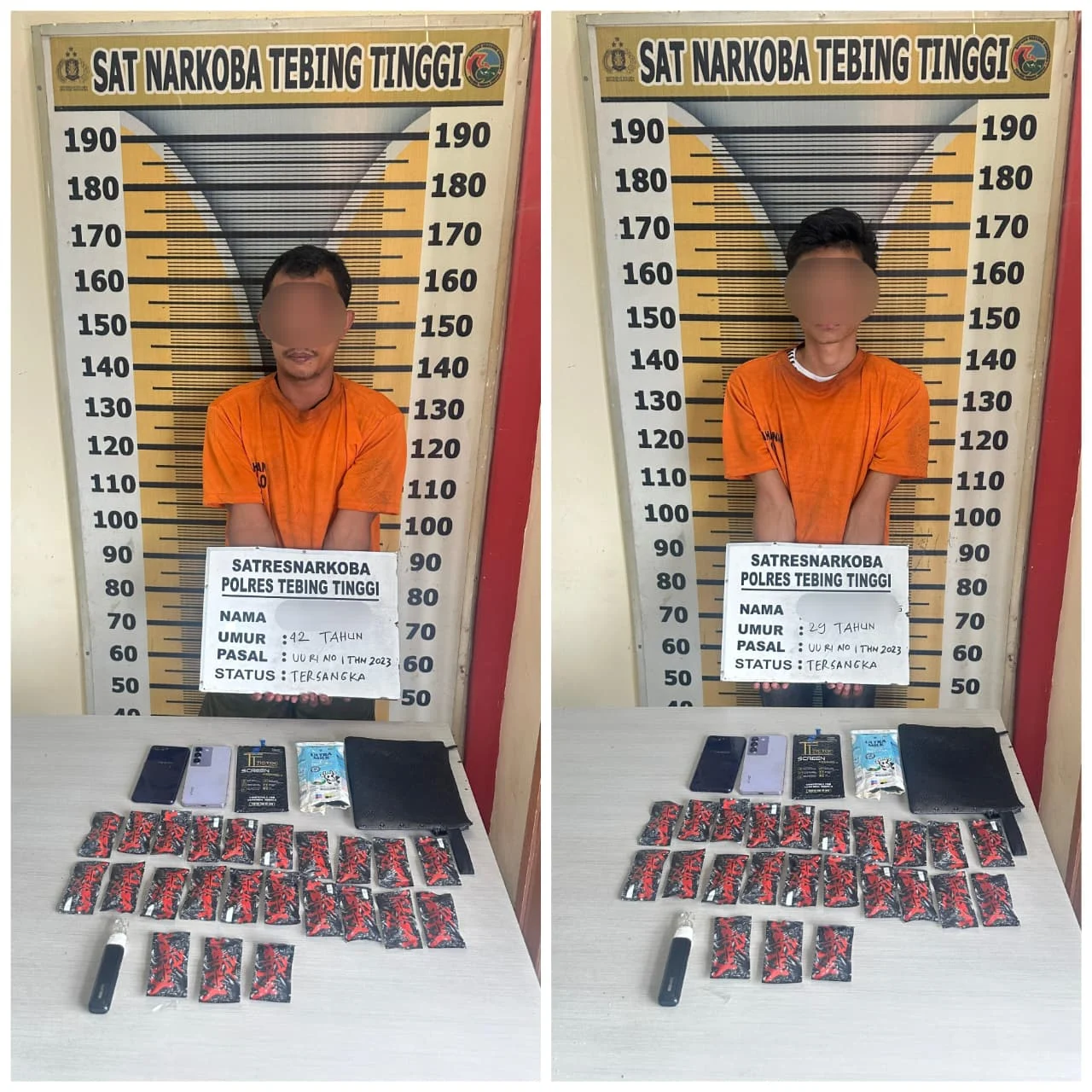 Sat Resnarkoba Polres Tebing Tinggi Amankan Dua Pria, 23 Cartridge Vape Getar Disita