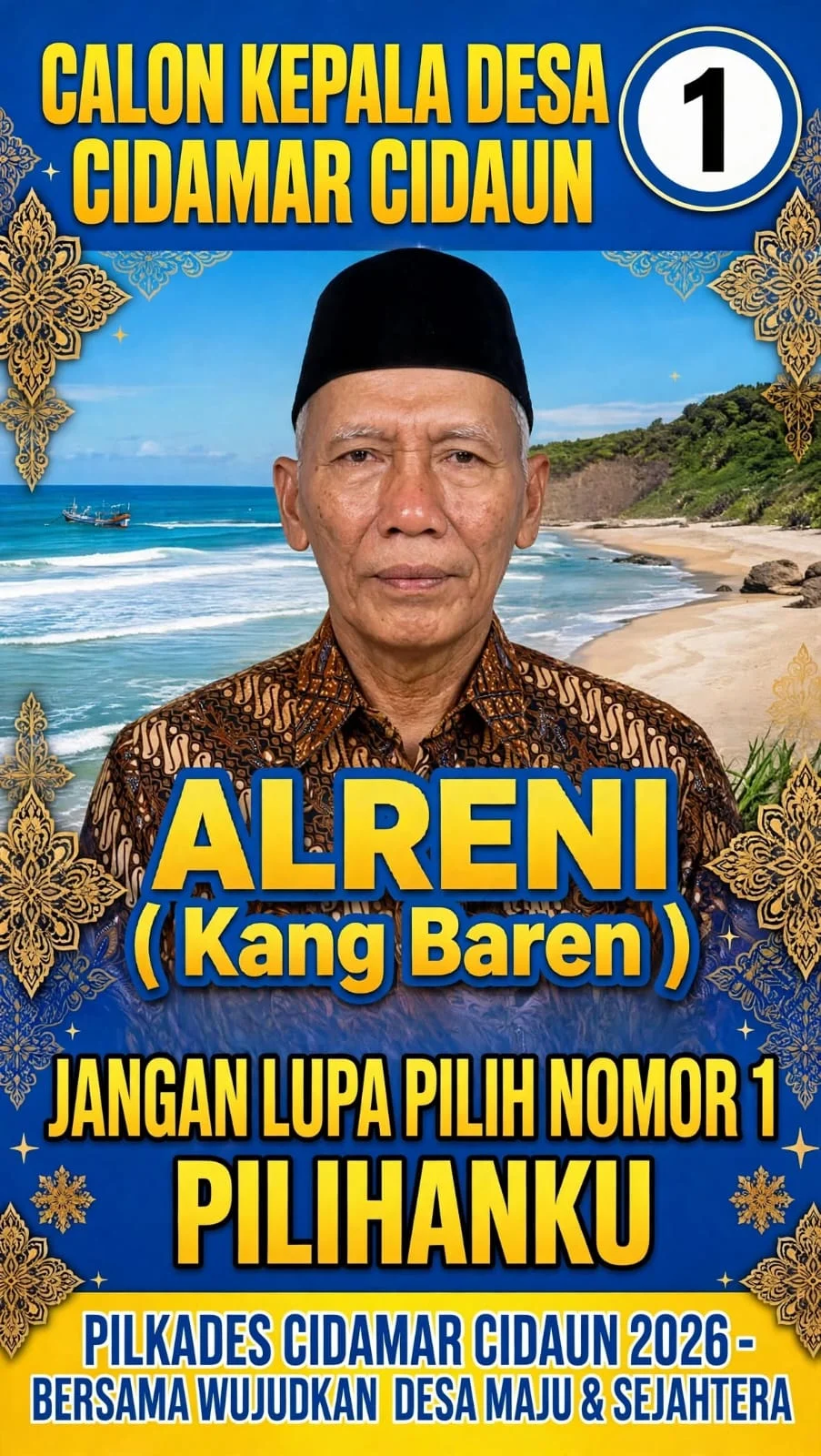 Kang Baren Ketua KB FKPPI Rayon 10.07.17 Cidaun, resmi dapat nomor urut 1 (satu) calon Kepala Desa Cidamar,
